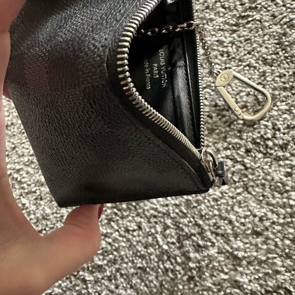 Louis Vuitton Pochette Cles Coin Purse Card Key Pouch Damier Graphite Silver - Picture 3 of 7